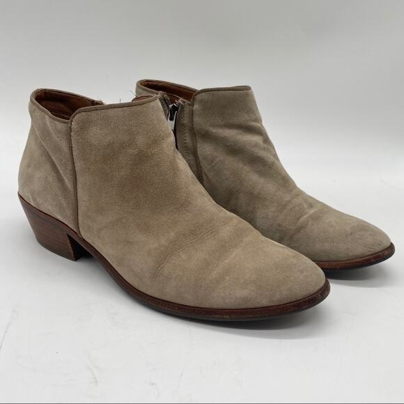 Sam Edelman Petty Ankle Bootie Size 8M GUC Ankle Zip Stacked Heel Suede - Picture 3 of 12